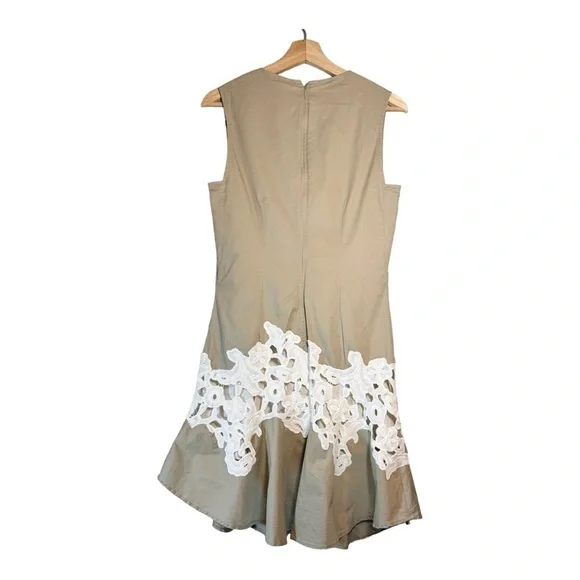 Derek Lam Collective Khaki Lace V-Neck Dress - Picture 7 of 8